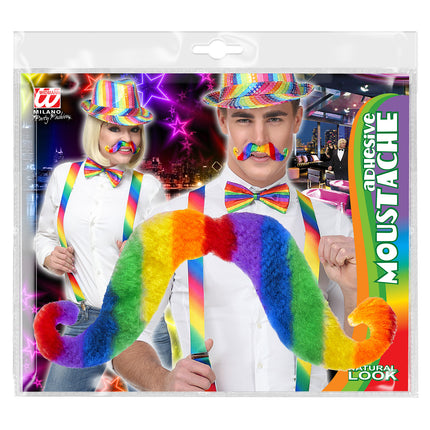 e-carnavalskleding-SYK Snor regenboogkleuren