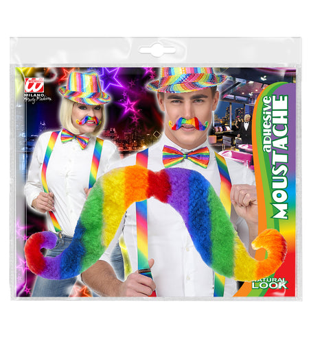 e-carnavalskleding-SYK Snor regenboogkleuren