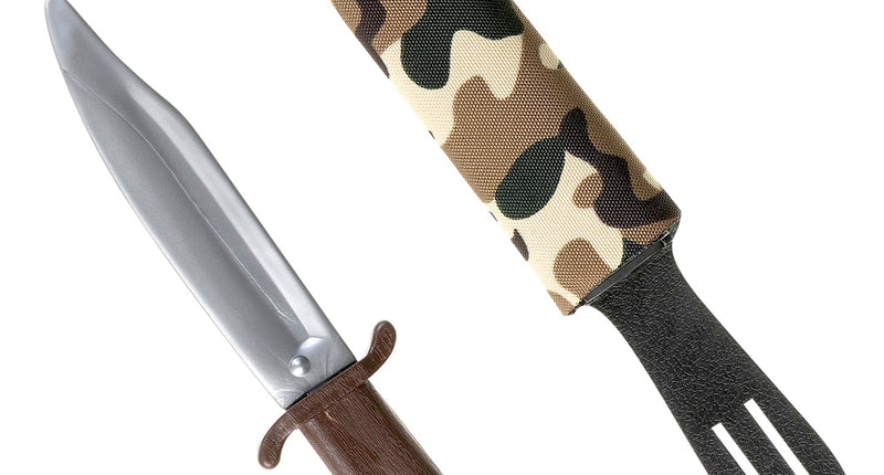 e-carnavalskleding-SYK Soldaten dolk in camouflage schede
