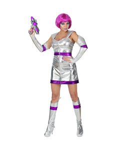 e-carnavalskleding-SYK Space jurkje zilver voor dames