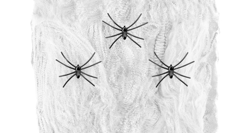 e-carnavalskleding-SYK Spinnenweb 50 gram met 3 spinnen