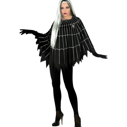 e-carnavalskleding-SYK Spinnenweb poncho volwassenen