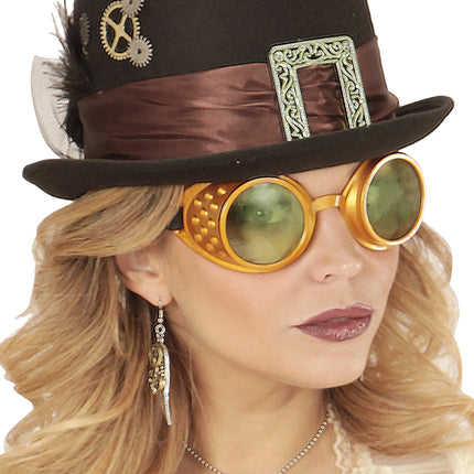 e-carnavalskleding-SYK Steampunk bril gouden stofbril