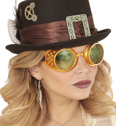e-carnavalskleding-SYK Steampunk bril gouden stofbril