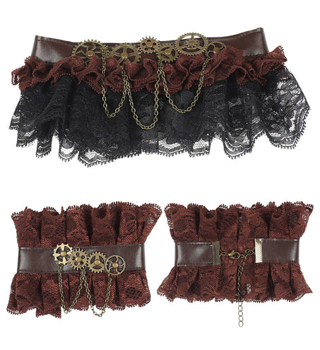 e-carnavalskleding-SYK Steampunk choker en manchetten