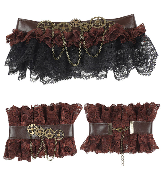 e-carnavalskleding-SYK Steampunk choker en manchetten