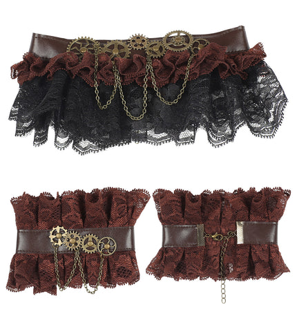 e-carnavalskleding-SYK Steampunk choker en manchetten