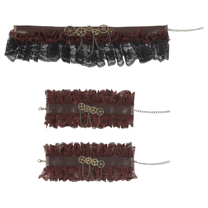 e-carnavalskleding-SYK Steampunk choker en manchetten
