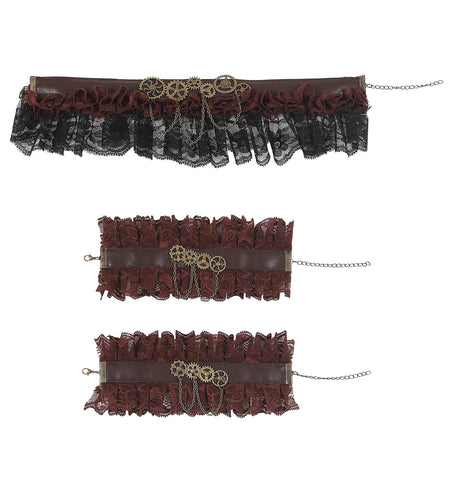 e-carnavalskleding-SYK Steampunk choker en manchetten