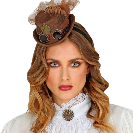 e-carnavalskleding-SYK Steampunk hoedje op haarband