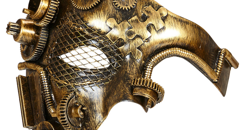 e-carnavalskleding-SYK Steampunk masker bruin goud