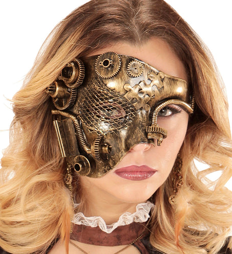 e-carnavalskleding-SYK Steampunk masker bruin goud