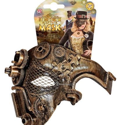 e-carnavalskleding-SYK Steampunk masker bruin goud