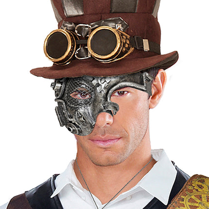 e-carnavalskleding-SYK Steampunk masker zilver