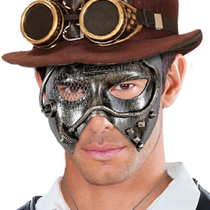 e-carnavalskleding-SYK Steampunk masker zwart zilver