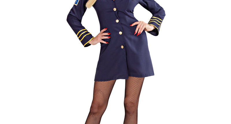 e-carnavalskleding-SYK Stewardess kostuum blauw