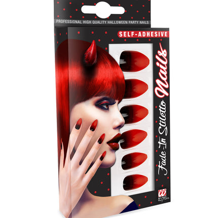 e-carnavalskleding-SYK Stiletto nagels rood zwart