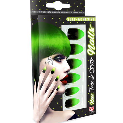 e-carnavalskleding-SYK Stiletto nagels zwart neon groen