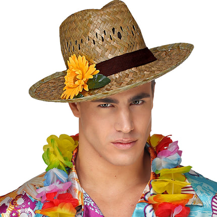 e-carnavalskleding-SYK Strohoed met Gerbera