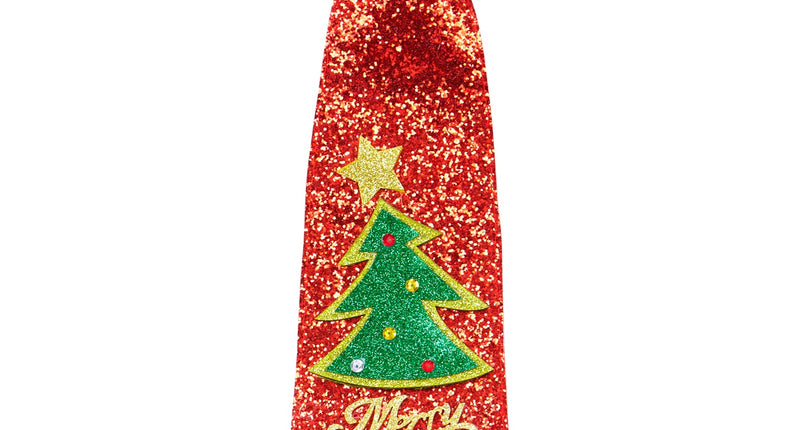 e-carnavalskleding-SYK Stropdas kerstboom glitter rood