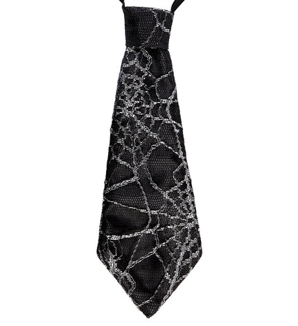 e-carnavalskleding-SYK Stropdas spinnenweb print 27cm