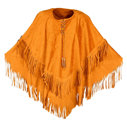 e-carnavalskleding-SYK Suede indianen poncho met slierten