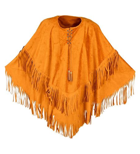 e-carnavalskleding-SYK Suede indianen poncho met slierten