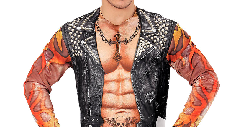 e-carnavalskleding-SYK T-Shirt Lange Mouwen Rocker/Biker Man M/L