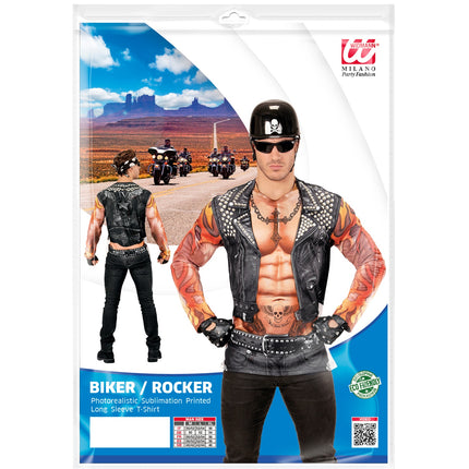 e-carnavalskleding-SYK T-Shirt Lange Mouwen Rocker/Biker Man M/L
