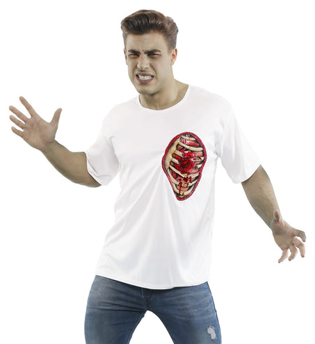e-carnavalskleding-SYK T- shirt met open wond ribbenkast