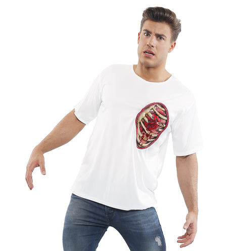e-carnavalskleding-SYK T- shirt met open wond ribbenkast