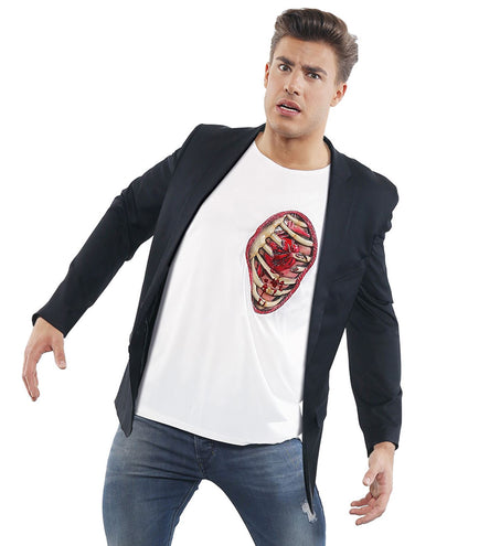 e-carnavalskleding-SYK T- shirt met open wond ribbenkast