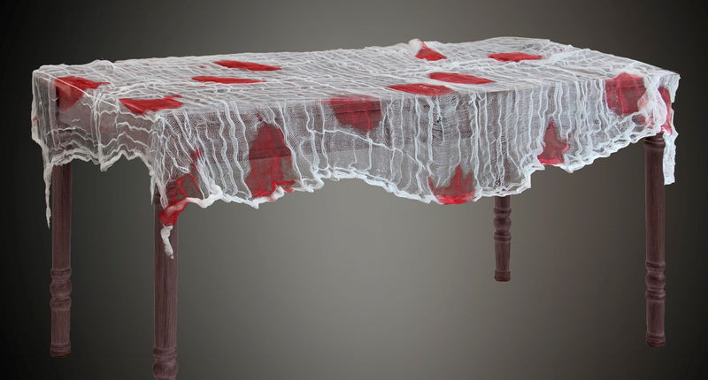 e-carnavalskleding-SYK Tafelkleed van gaas met bloed 180x80cm