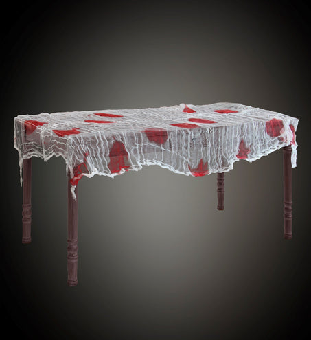 e-carnavalskleding-SYK Tafelkleed van gaas met bloed 180x80cm