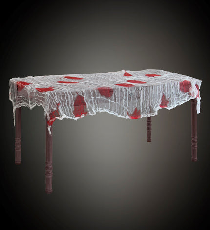 e-carnavalskleding-SYK Tafelkleed van gaas met bloed 180x80cm