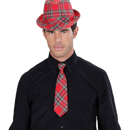 e-carnavalskleding-SYK Tartan Print Stropdas Rood