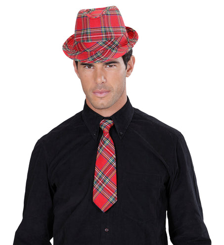 e-carnavalskleding-SYK Tartan Print Stropdas Rood