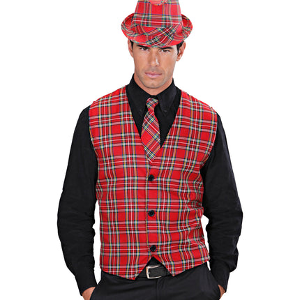 e-carnavalskleding-SYK Tartan Print Stropdas Rood