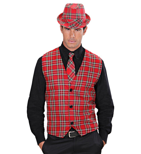 e-carnavalskleding-SYK Tartan Print Stropdas Rood