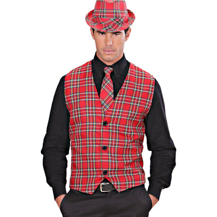 e-carnavalskleding-SYK Tartan Print Stropdas Rood