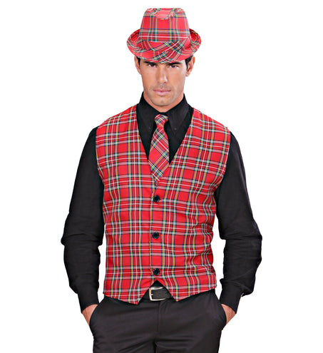 e-carnavalskleding-SYK Tartan Print Stropdas Rood