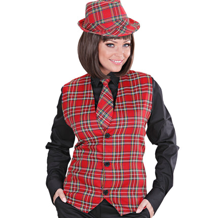 e-carnavalskleding-SYK Tartan Print Stropdas Rood
