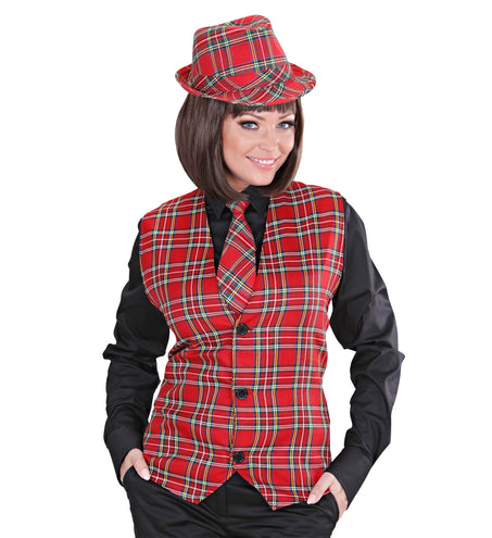 e-carnavalskleding-SYK Tartan Print Stropdas Rood