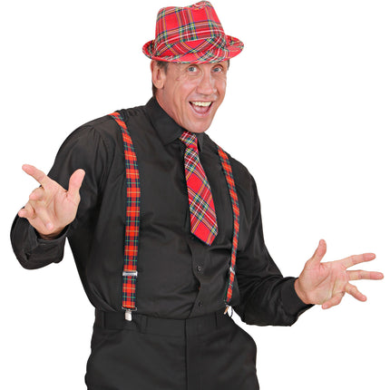 e-carnavalskleding-SYK Tartan Print Stropdas Rood