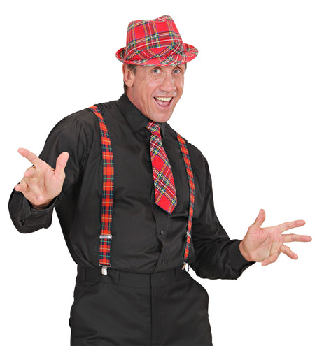 e-carnavalskleding-SYK Tartan Print Stropdas Rood