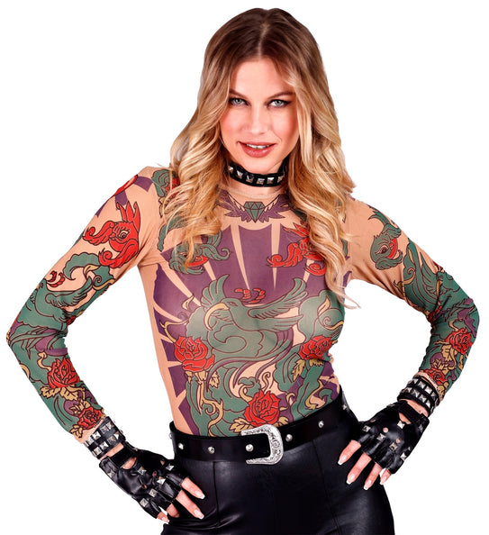 e-carnavalskleding-SYK Tattoo Shirt Engelenvleugel Vrouw