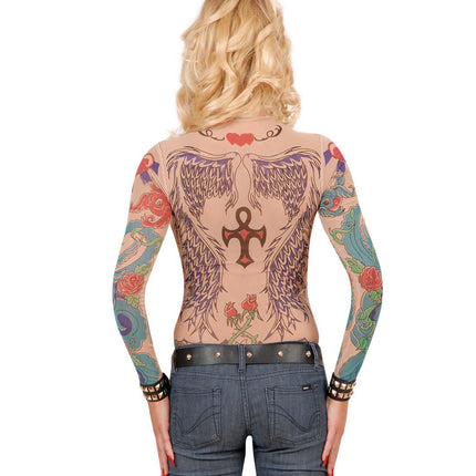 e-carnavalskleding-SYK Tattoo Shirt Engelenvleugel Vrouw