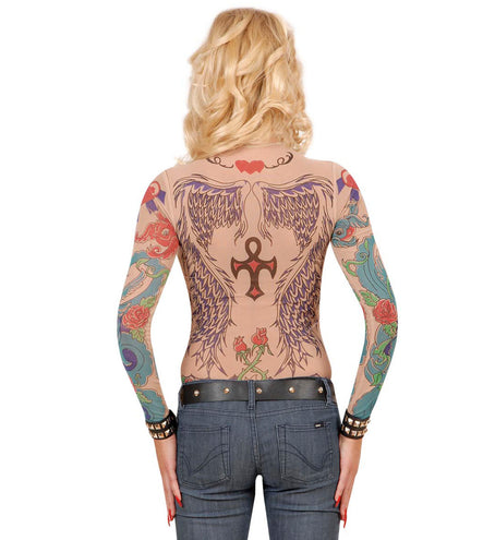 e-carnavalskleding-SYK Tattoo Shirt Engelenvleugel Vrouw