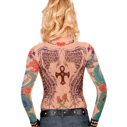 e-carnavalskleding-SYK Tattoo Shirt Engelenvleugel Vrouw