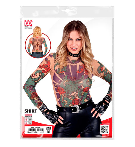 e-carnavalskleding-SYK Tattoo Shirt Engelenvleugel Vrouw